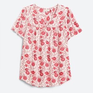 Skies Are Blue Red Floral Blouse